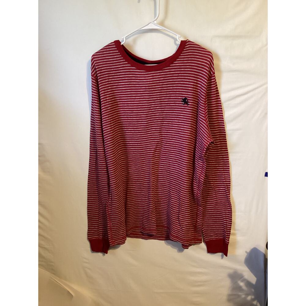2690 Express Mens Long Sleeve Thermal Red/Grey Stripe Size Large